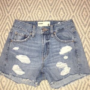 ripped vintage wash garage shorts